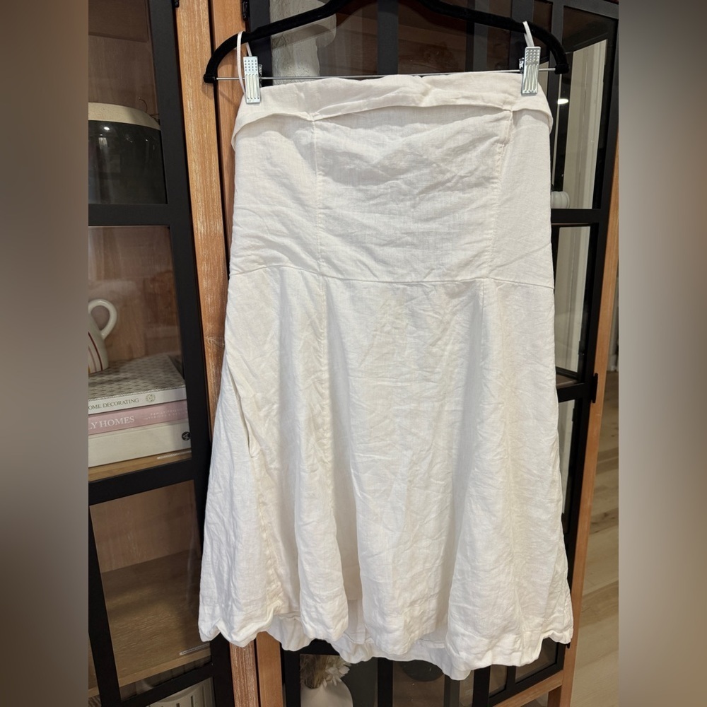Abercrombie strapless linen mini dress lined fit & flare white bride graduation - Picture 10 of 12